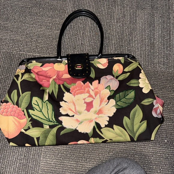 Isabella Fiore Handbags - Black Floral Bag